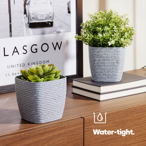 12cm Plant Pots Sandstone Grey - Set of 3